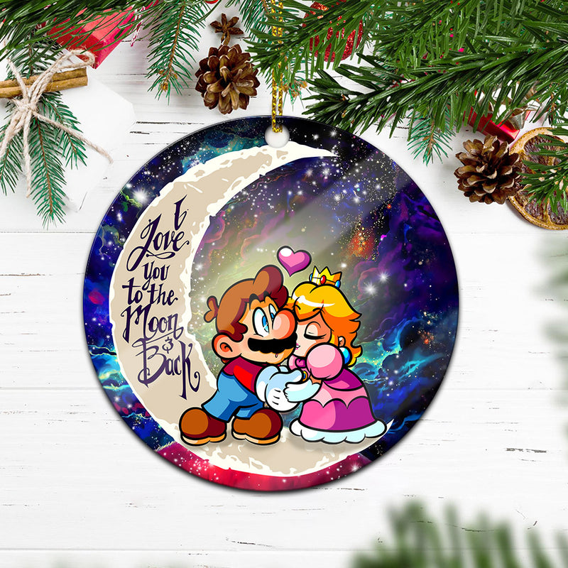 Mario Couple Love You To The Moon Galaxy Mica Circle Ornament Perfect Gift For Holiday Nearkii