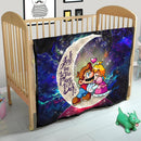 Mario Couple Love You To The Moon Galaxy Quilt Blanket Nearkii