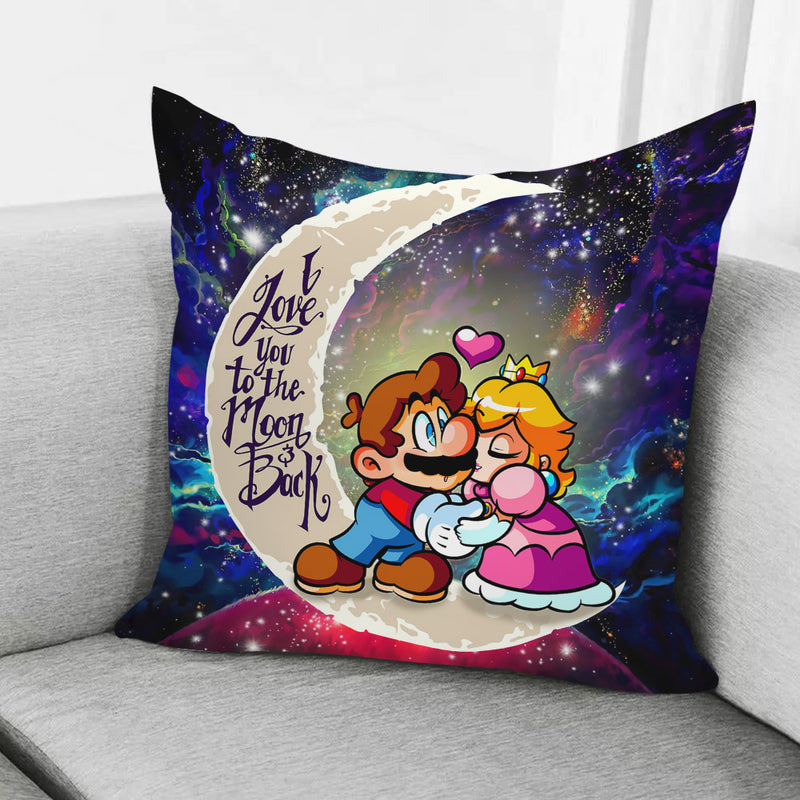 Mario Couple Love You To The Moon Galaxy Pillowcase Room Decor Nearkii