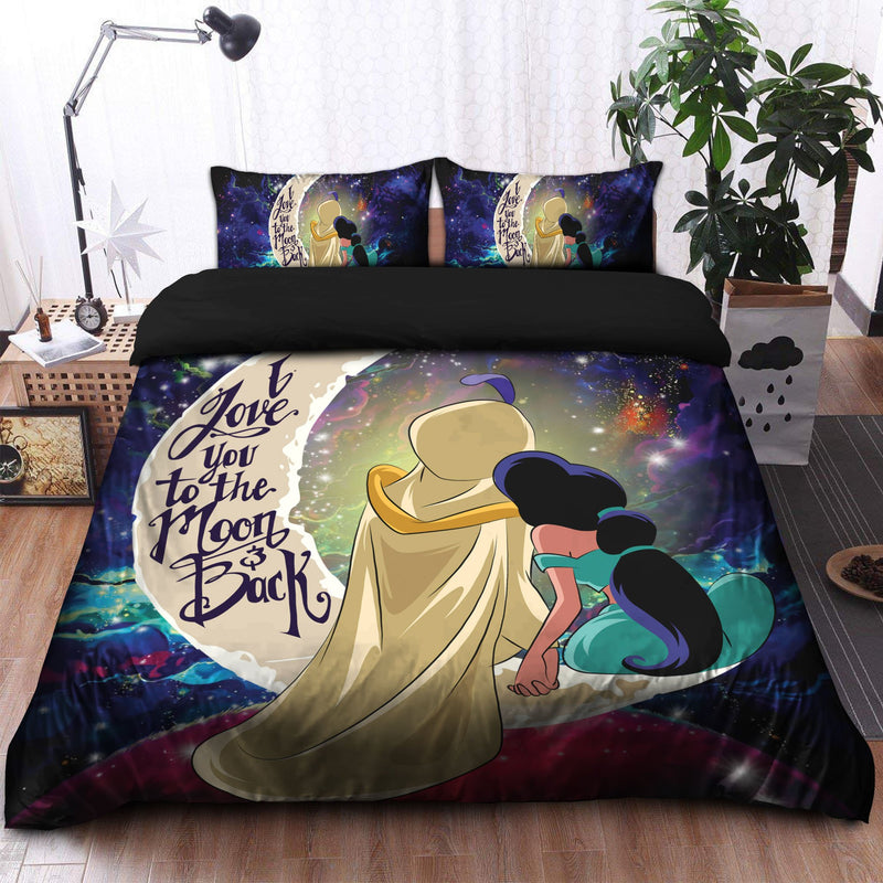 Aladin Couple Love You To The Moon Galaxy Bedding Set Duvet Cover And 2 Pillowcases Nearkii