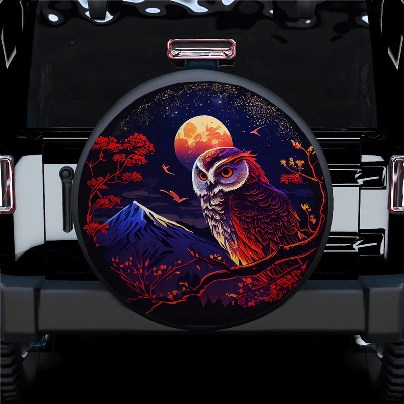 Moon Night Sky Full Of Star Owl Japanese Style Jeep Car Spare Tire Covers Gift For Campers