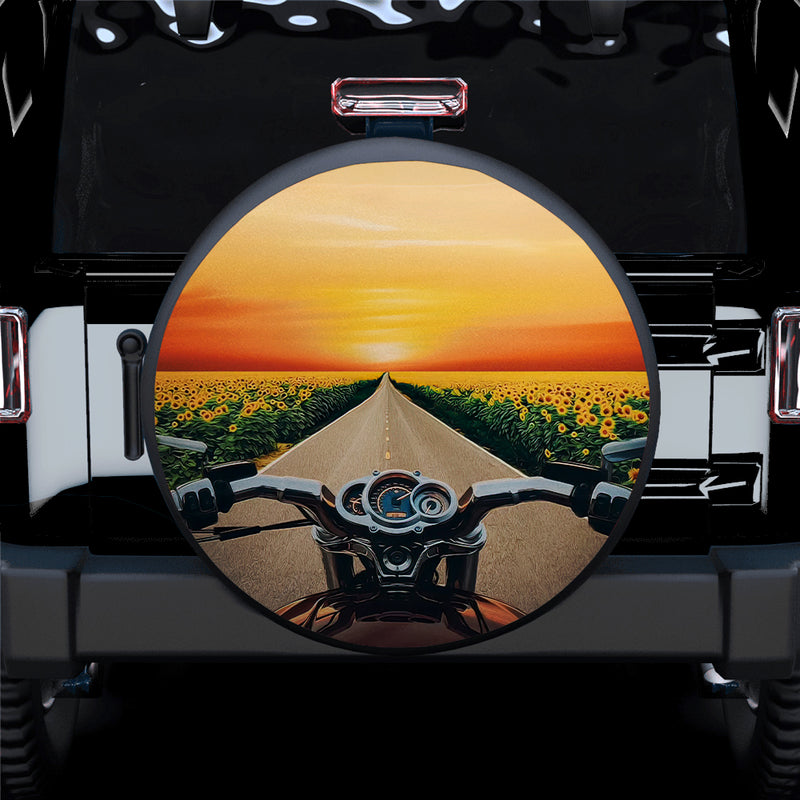 Motor Cafe Racer Long Trip Sunflower Car Spare Tire Covers Gift For Campers Nearkii