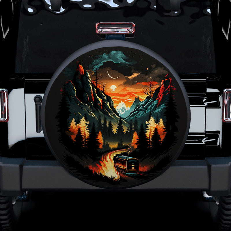 Mountains Camping 3 Car Spare Tire Covers Gift For Campers Nearkii