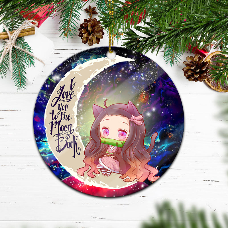 Nezuko Demon Slayer Love You To The Moon Galaxy Mica Circle Ornament Perfect Gift For Holiday Nearkii
