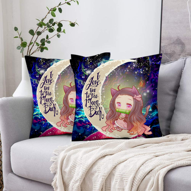 Nezuko Demon Slayer Love You To The Moon Galaxy Pillowcase Room Decor Nearkii