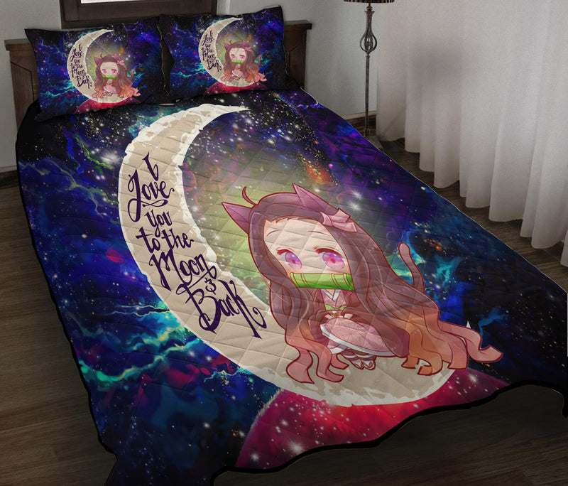Nezuko Demon Slayer Love You To The Moon Galaxy Quilt Bed Sets Nearkii