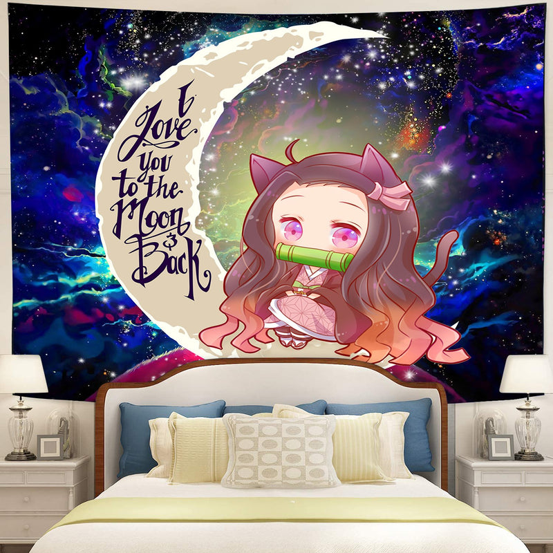 Nezuko Demon Slayer Moon And Back Galaxy Tapestry Room Decor Nearkii