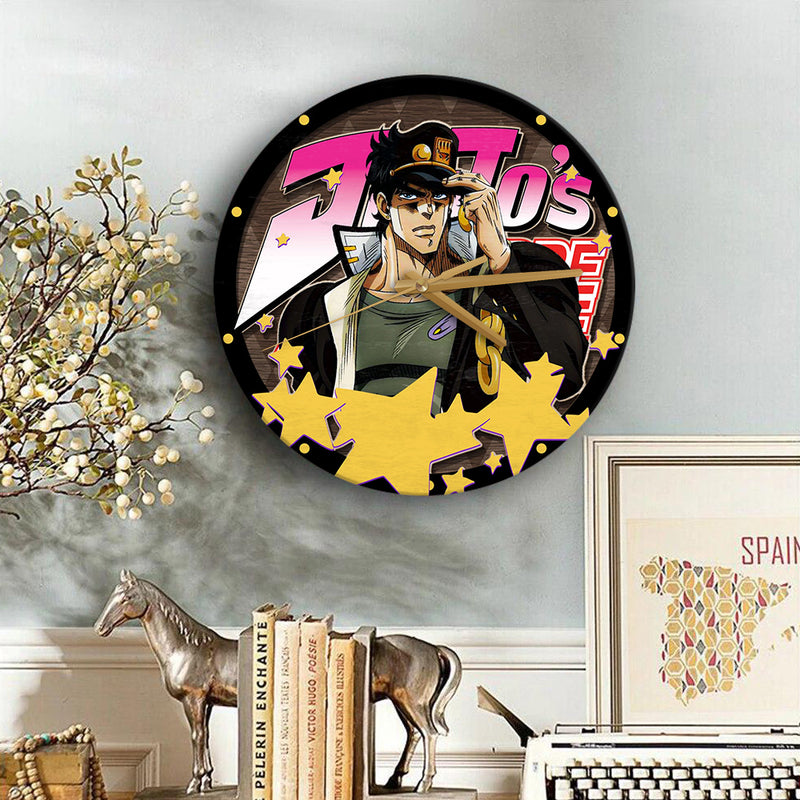 Jojo Bizarre Adventure Jotaro Kujo Wood Wall Clock Nearkii