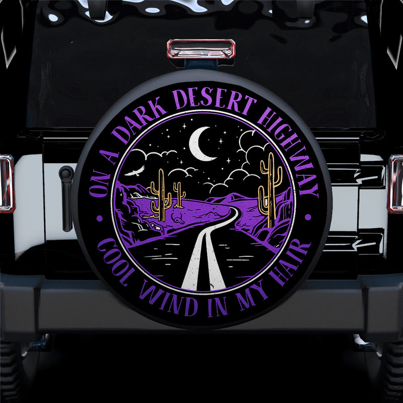 On A Dark Desert Highway Cool Wind In My Hair Purple Car Spare Tire Covers Gift For Campers Nearkii