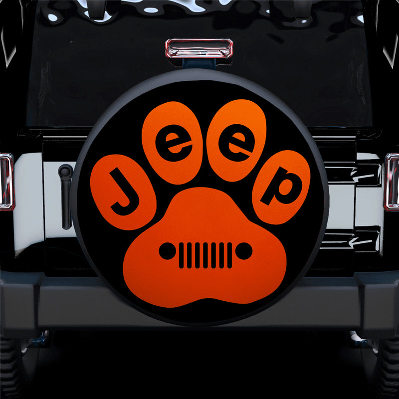 Orange Jeep Paw Car Spare Tire Covers Gift For Campers