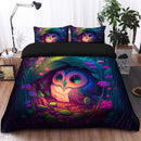 Owl Bedded Down In The Grass Safe And Cozy Fireflies Bedding Set