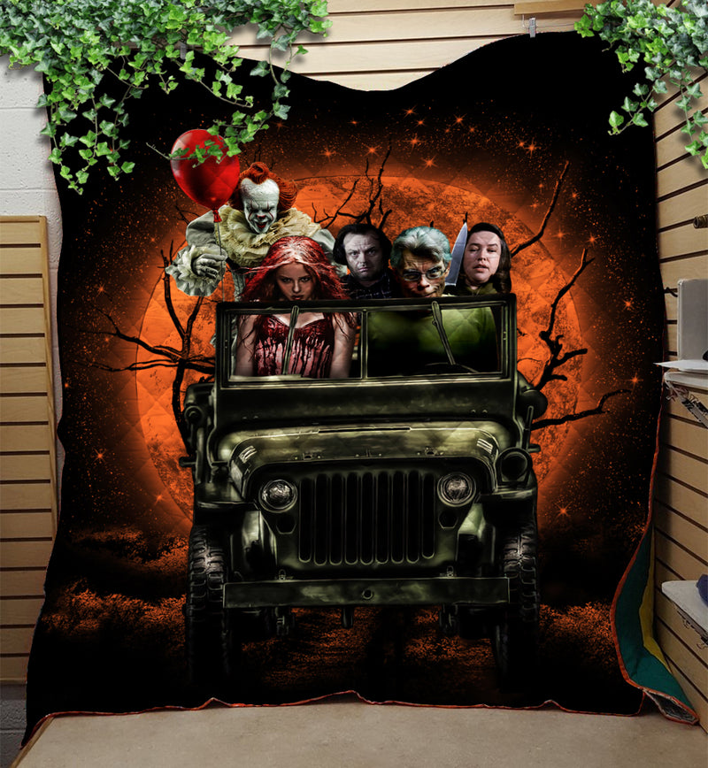 Pennywise And Friends Funny Moonlight Halloween Quilt Blanket Nearkii