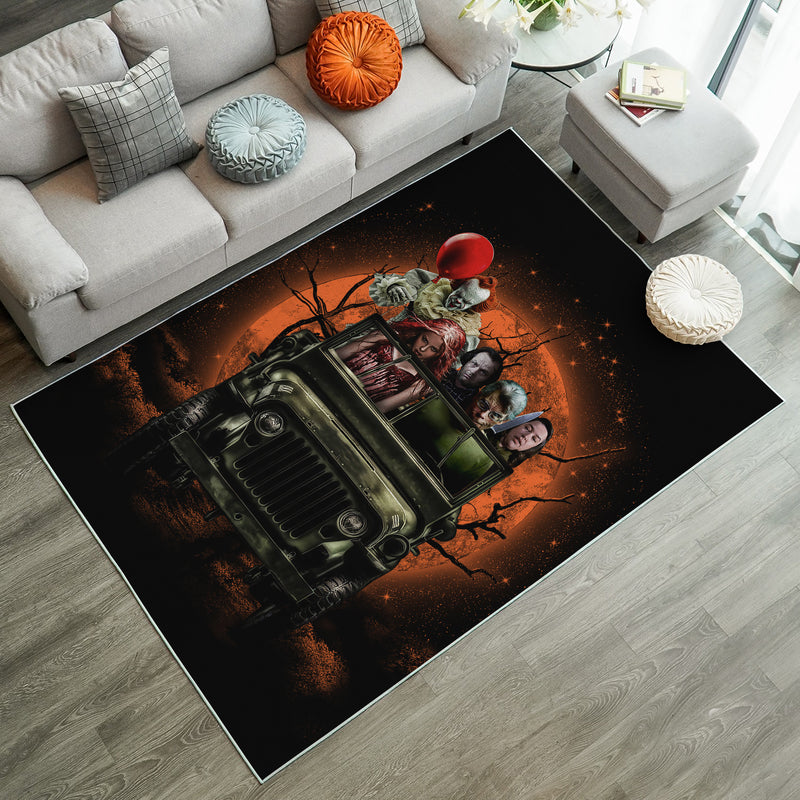 Pennywise And Friends Ride Jeep Funny Anime Moonlight Rug Carpet Rug Home Room Decor Nearkii