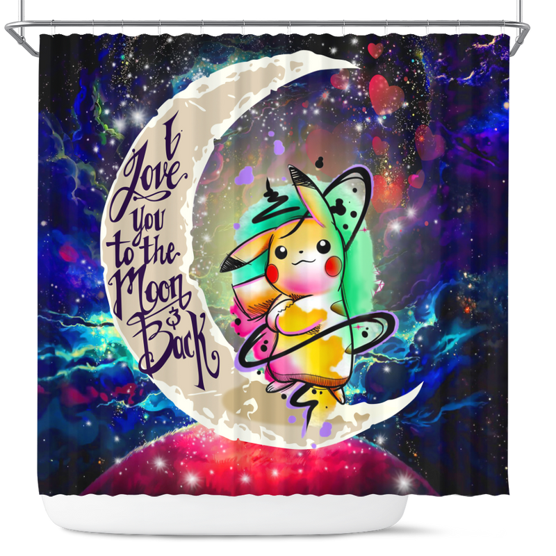 Pikachu Color Love You To The Moon Galaxy Shower Curtain Nearkii