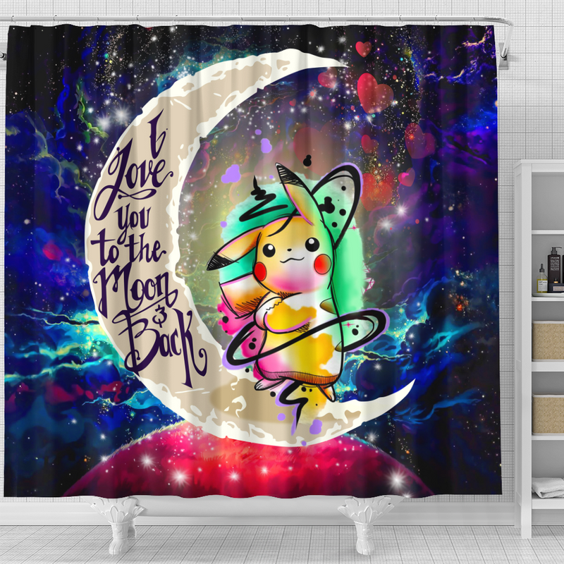 Pikachu Color Love You To The Moon Galaxy Shower Curtain Nearkii