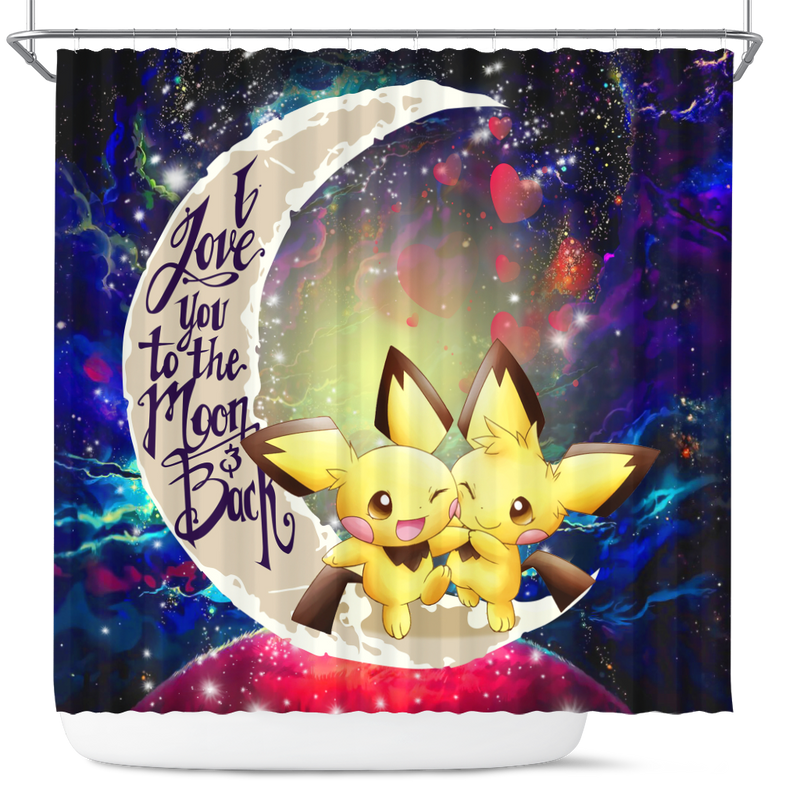 Pokemon Couple 2 Love You To The Moon Galaxy Shower Curtain Nearkii