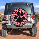 Pink Cute Dog Paw Cheetah Leopard Jaguar Pattern Jeep Car Spare Tire Covers Gift For Campers Nearkii
