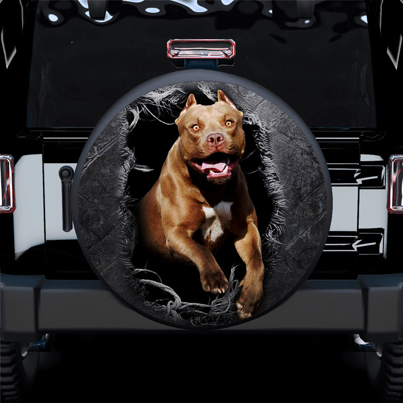 Pitbull Funny 3D Car Spare Tire Covers Gift For Campers Nearkii
