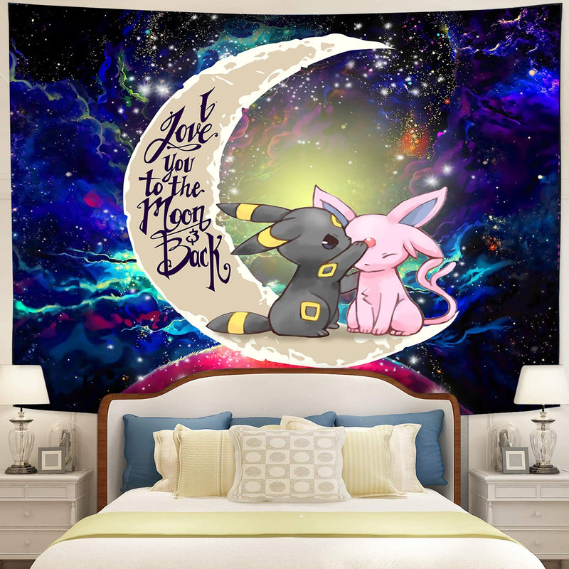 Pokemon Couple Espeon Umbreon Love Moon And Back Galaxy Tapestry Room Decor Nearkii