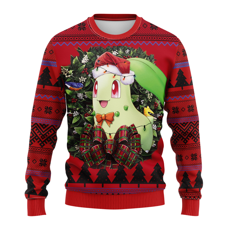 Chikorita Pokemon Mc Ugly Christmas Sweater Thanksgiving Gift Nearkii