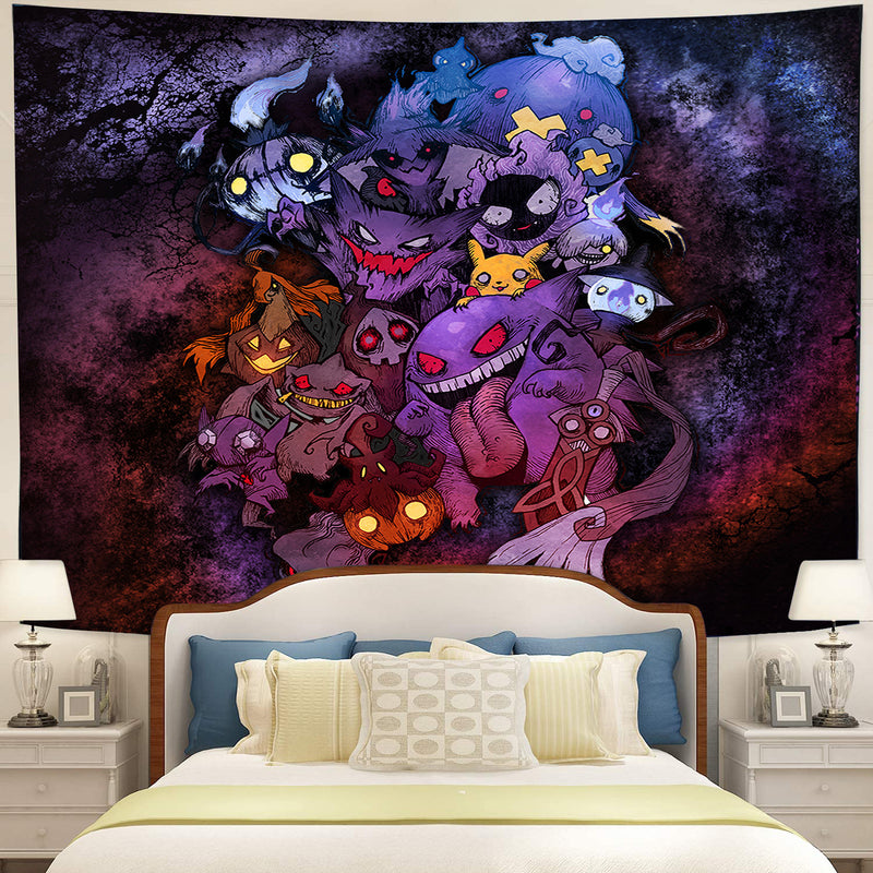 Pokemon Ghost Halloween Tapestry Room Decor Nearkii