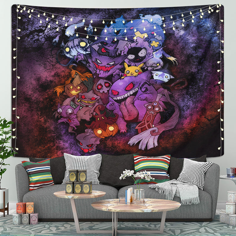 Pokemon Ghost Halloween Tapestry Room Decor Nearkii