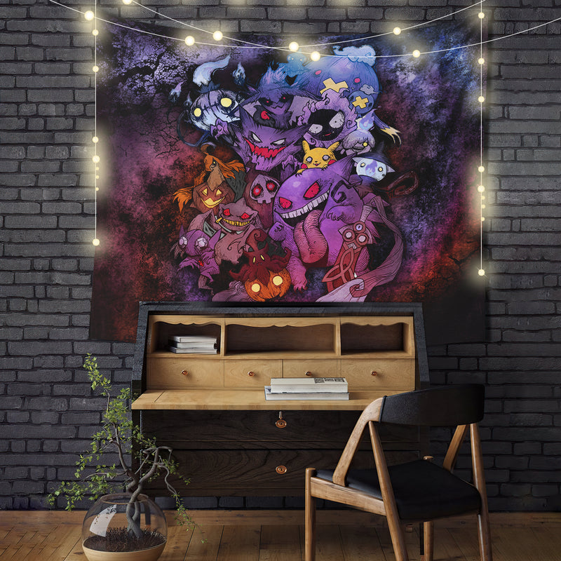 Pokemon Ghost Halloween Tapestry Room Decor Nearkii