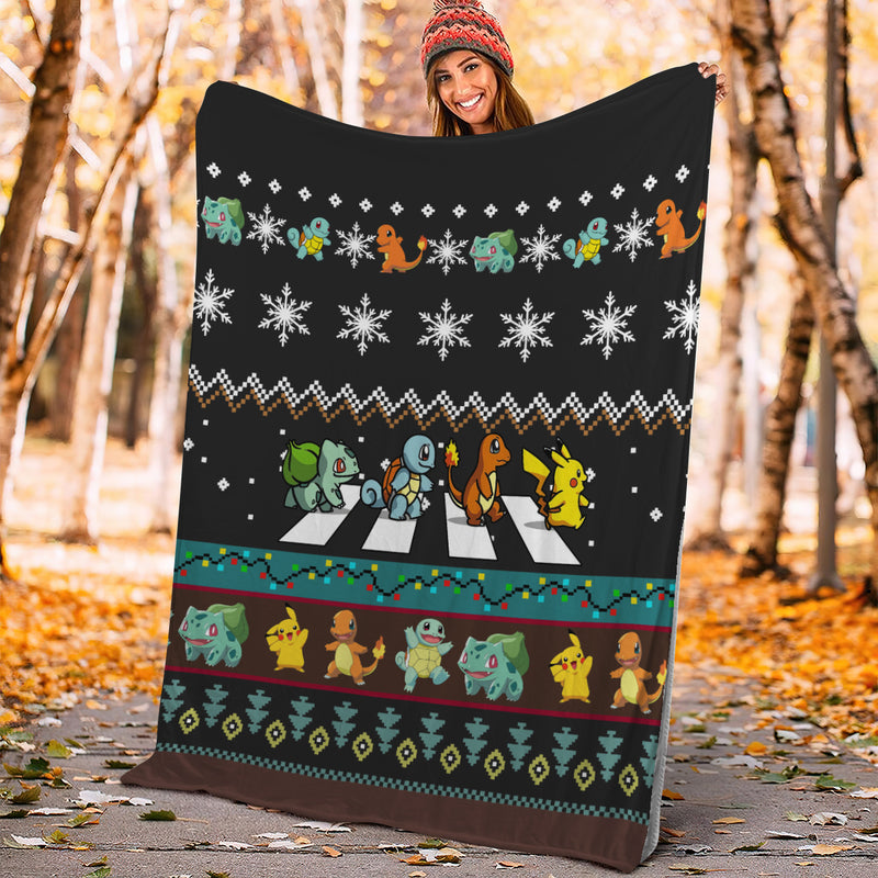 Pokemon Pikachu And Gen 1 Ugly Christmas Premium Blanket Nearkii