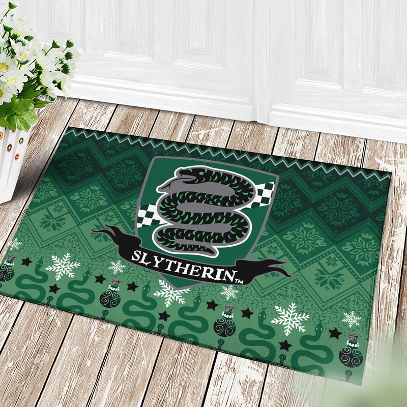 Premium Harry Potter Slytherin Green Christmas Doormat Home Decor Nearkii