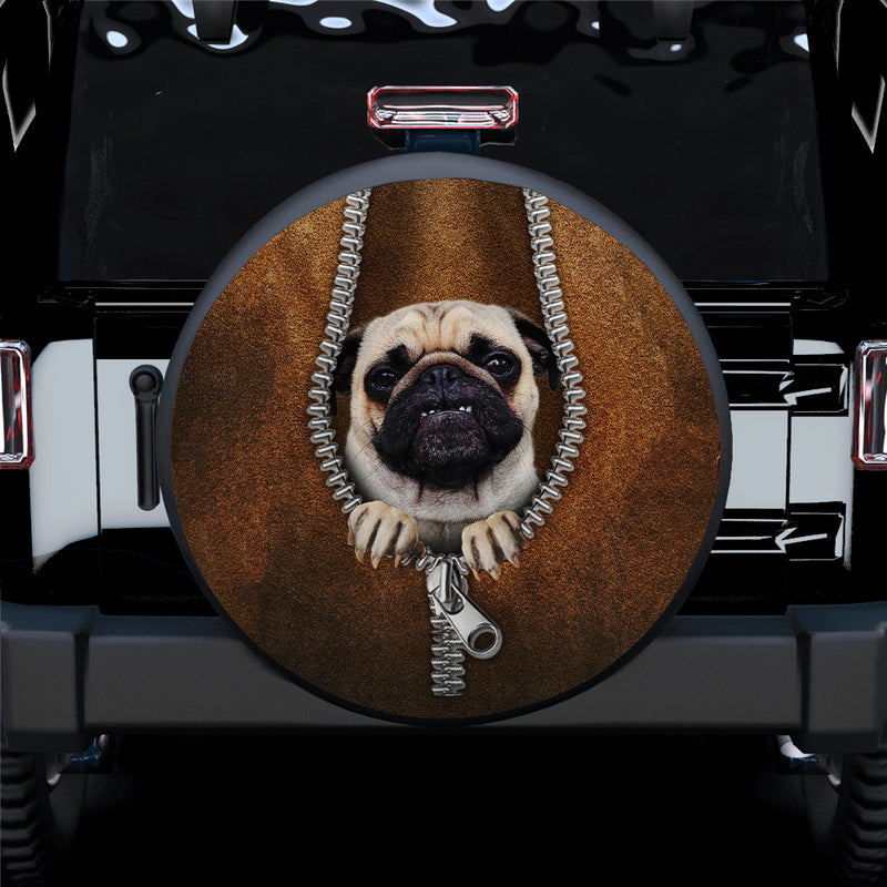 Pug Cute Zipper Car Spare Tire Covers Gift For Campers Nearkii