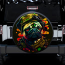 Colorful Police Pug Dog Pet Portrait Jeep Car Spare Tire Cover