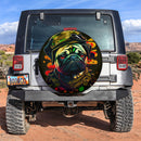 Colorful Police Pug Dog Pet Portrait Jeep Car Spare Tire Cover