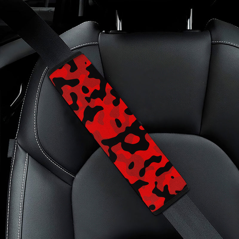Red And Black Camouflage Premium Custom Car Seat Belt Covers Nearkii