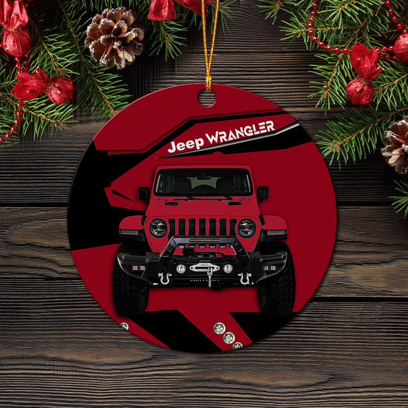 Red Jeep Mica Ornament Perfect Gift For Holiday Nearkii