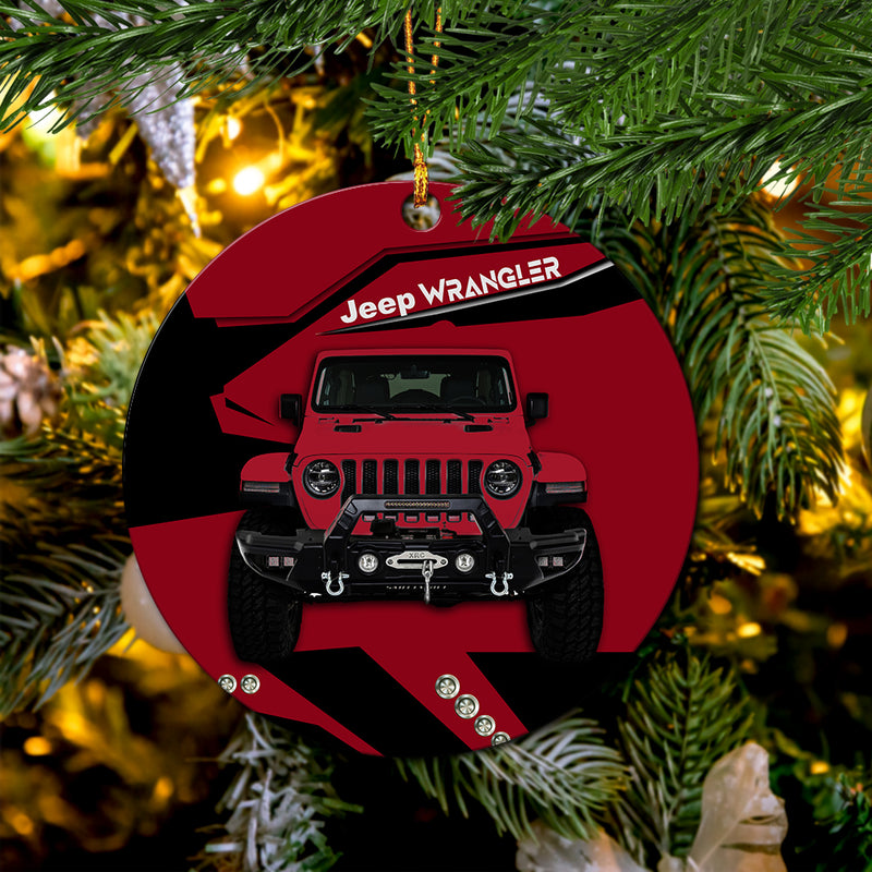 Red Jeep Mica Ornament Perfect Gift For Holiday Nearkii