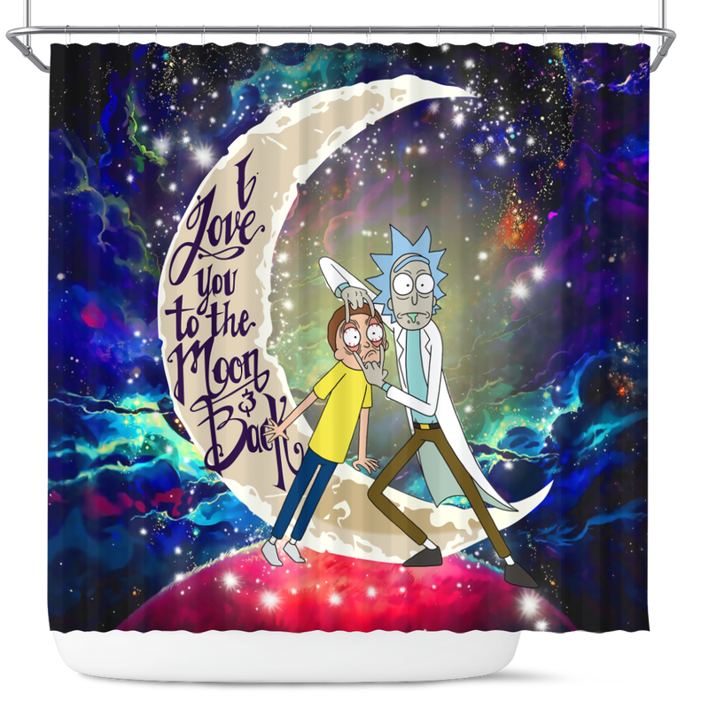 Rick And Morty Love You To The Moon Galaxy Shower Curtain Nearkii