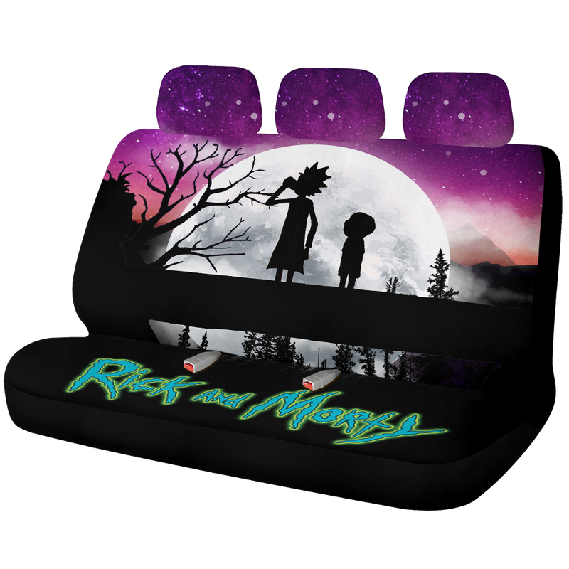 Rick And Morty Moon Night Car Back Seat Covers Decor Protectors Nearkii