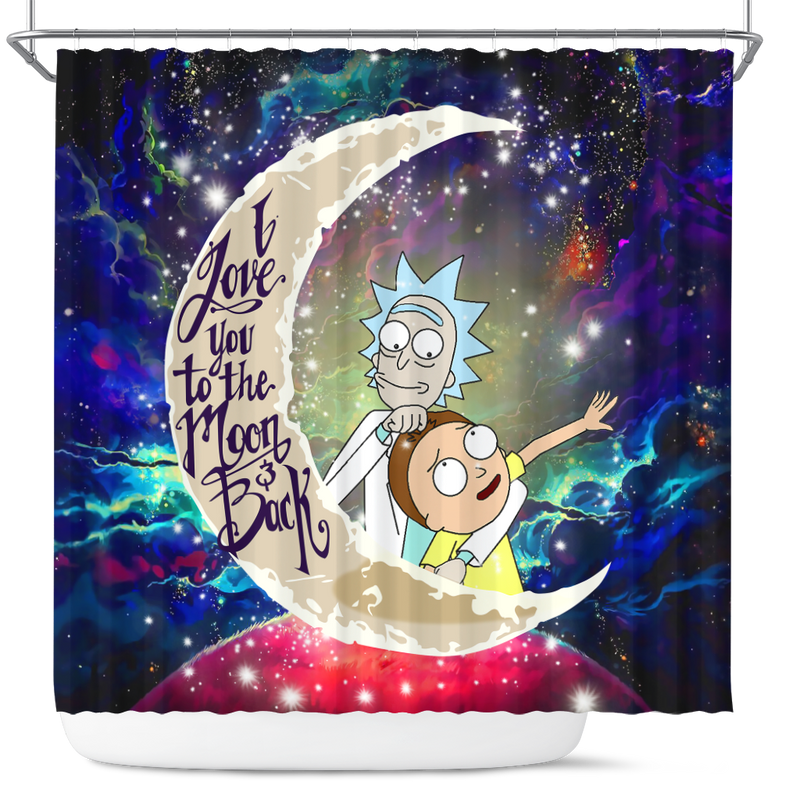 Rick And Morty Cute Love You To The Moon Galaxy Shower Curtain Nearkii