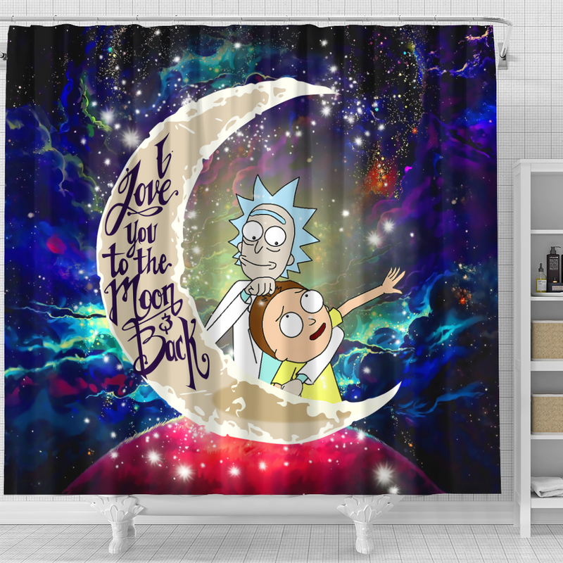 Rick And Morty Cute Love You To The Moon Galaxy Shower Curtain Nearkii