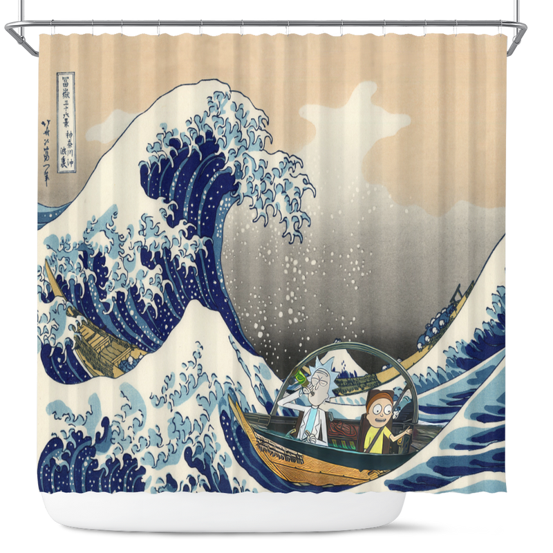 Rick And Morty The Great Wave Japan Shower Curtain