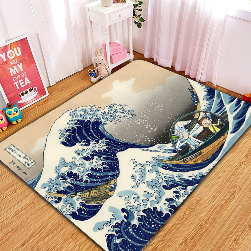 Rick And Morty The Great Wave Japan Carpet Rug Home Room Decor