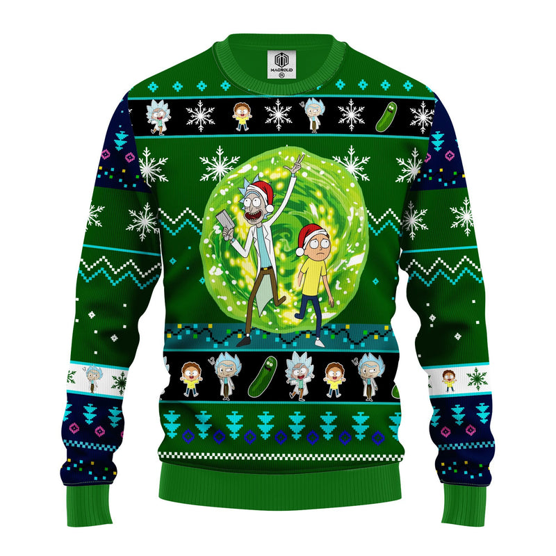 Rick And Morty Ugly Christmas Sweater Green 1 Amazing Gift Idea Thanksgiving Gift Nearkii