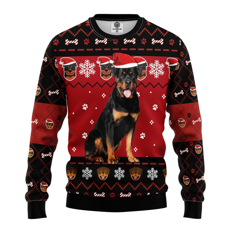 Rottweiler 3D Ugly Christmas Sweater Amazing Gift Idea Thanksgiving Gift Nearkii