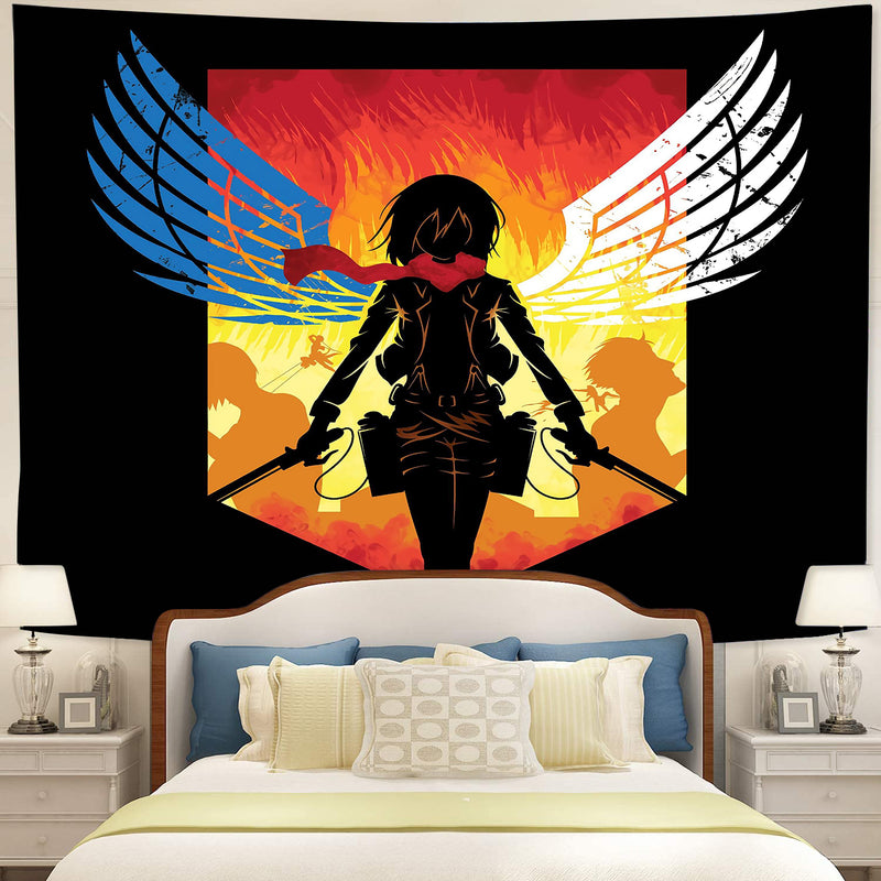 Mikasa Ackerman Attack On Titan Tapestry Room Decor Nearkii