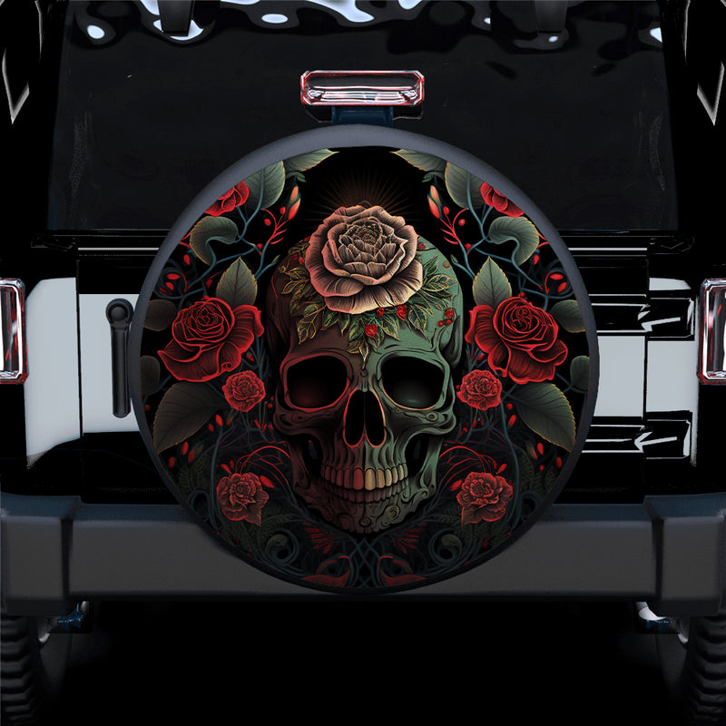 Skull And Roses Jeep Car Spare Tire Cover 1