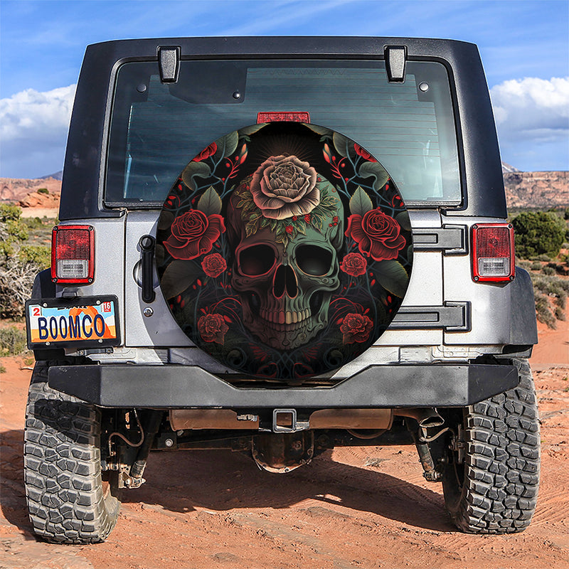 Skull And Roses Jeep Car Spare Tire Cover 1
