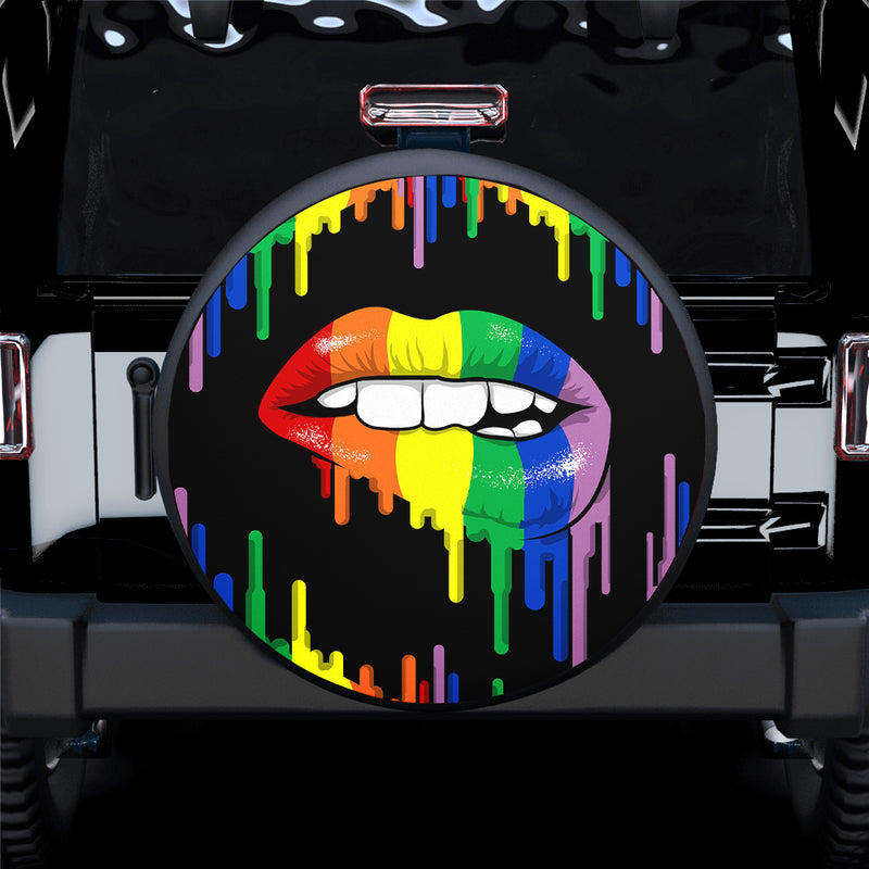 Rainbow Lips Car Spare Tire Cover Gift For Campers Nearkii