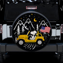 Snoopy Yellow Jeep US Flag Mountain Car Spare Tire Covers Gift For Campers Nearkii