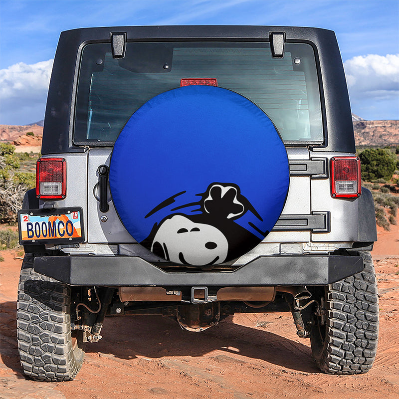 Blue Snoopy Peek A Boo Funny Jeep Car Spare Tire Covers Gift For Campers Nearkii