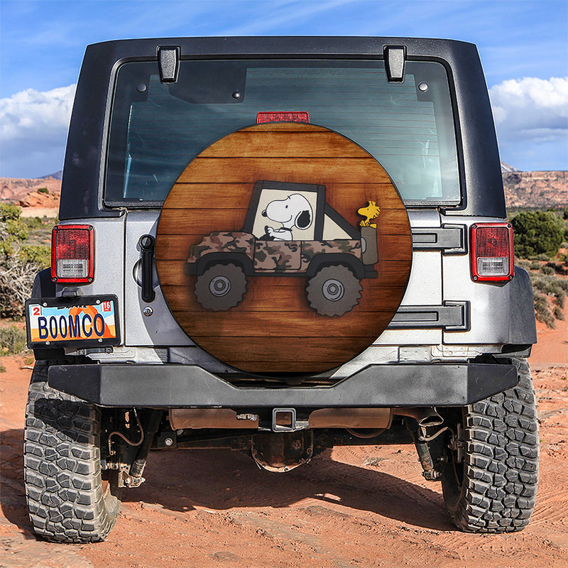 Snoopy Jeep Wood Car Spare Tire Covers Gift For Campers Nearkii